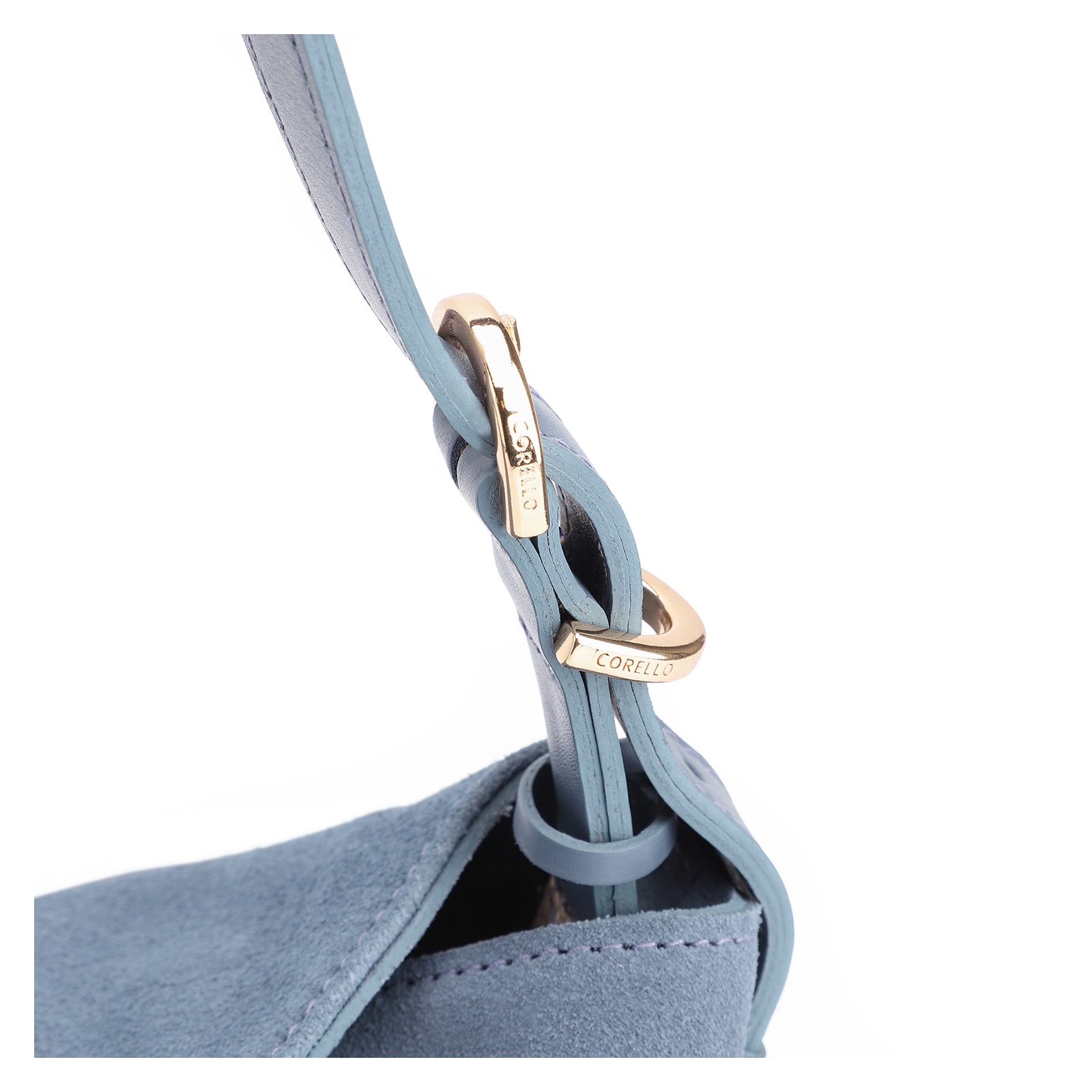 Bolsa Transversal Couro Camurça Azul