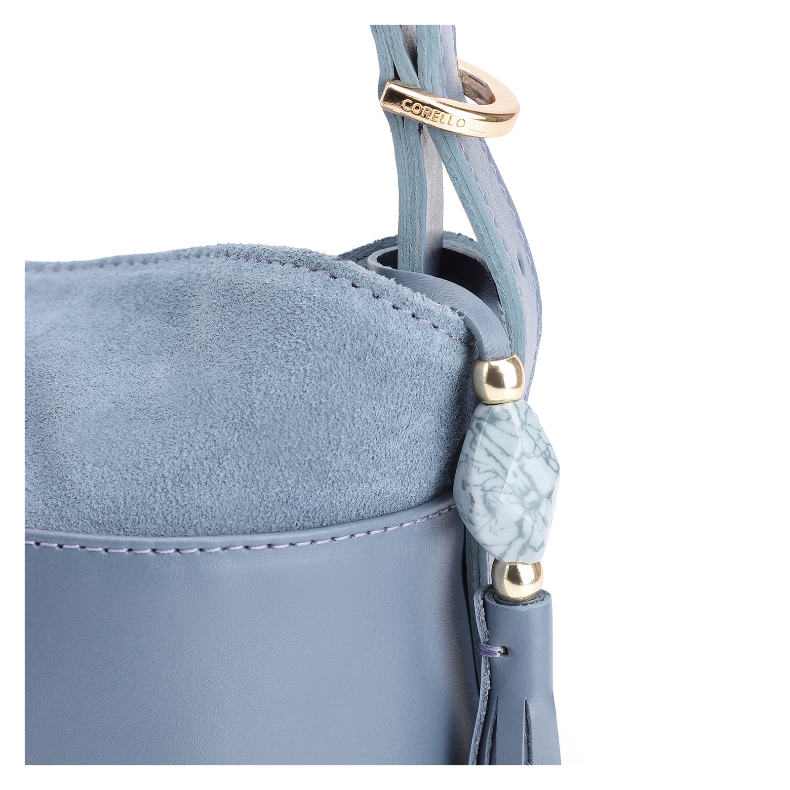 Bolsa Transversal Couro Camurça Azul