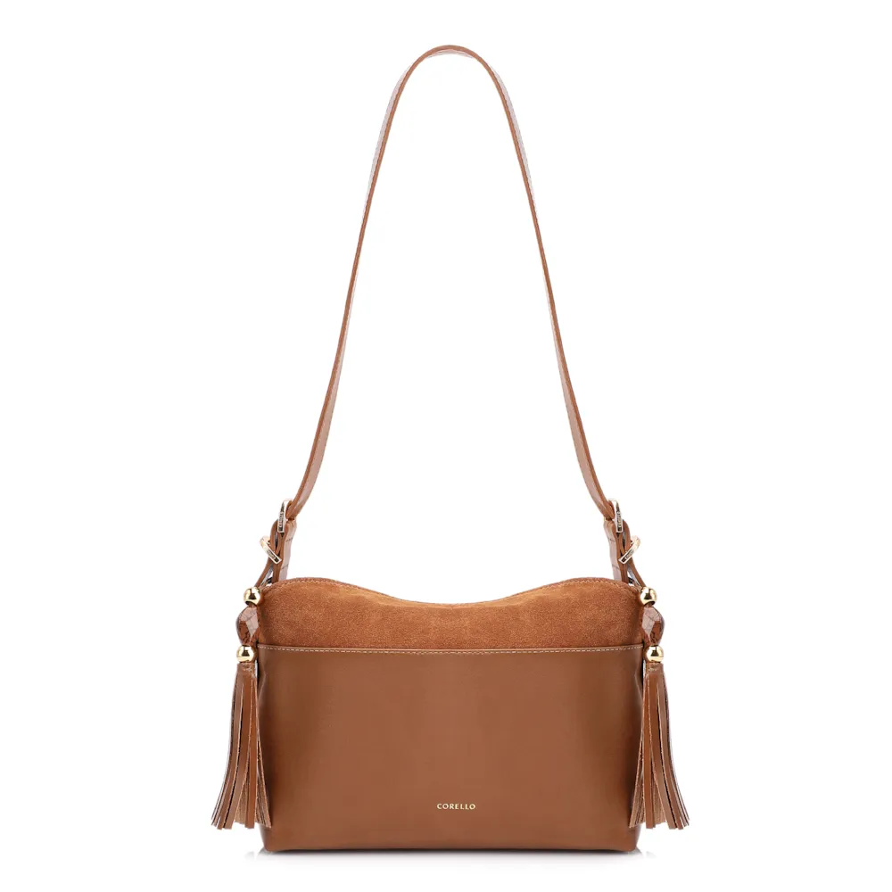 Bolsa Transversal Couro Camurça/Couro Marrom Claro - imagem 4