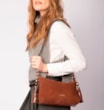 Bolsa Transversal Couro Camurça/Couro Marrom Escuro - imagem 2