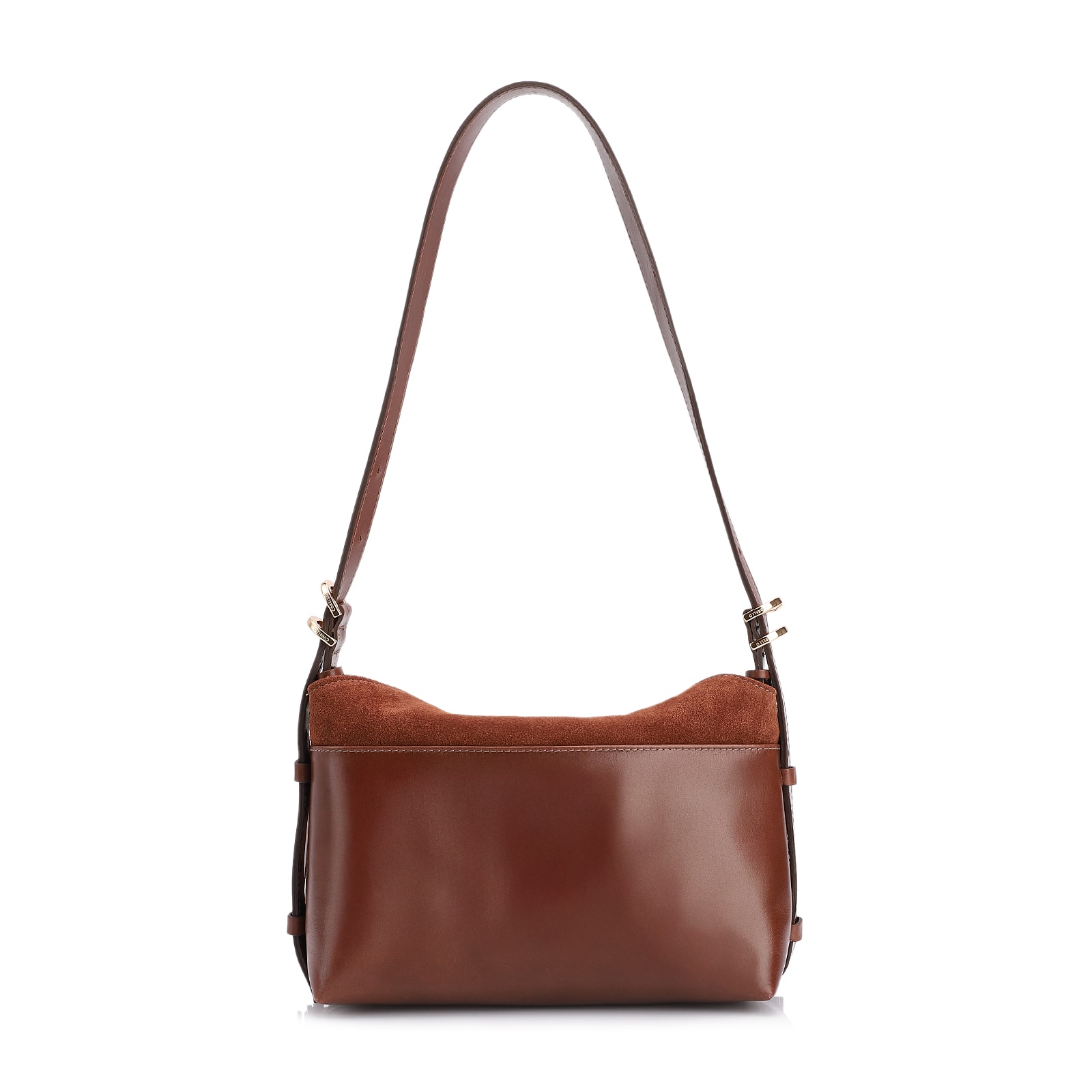Bolsa Transversal Couro Camurça/Couro Marrom Escuro