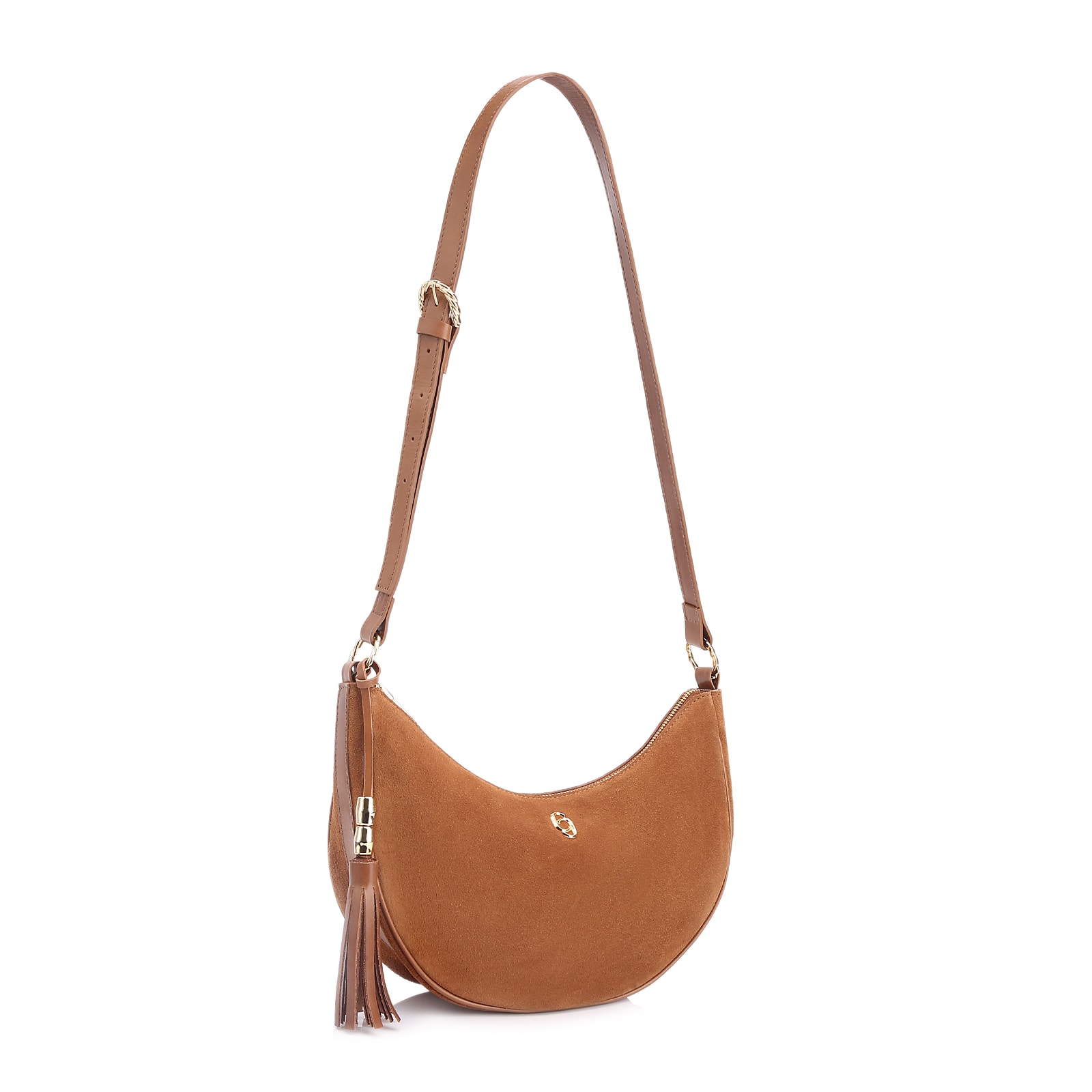 Bolsa Transversal Couro Camurça Marrom Claro