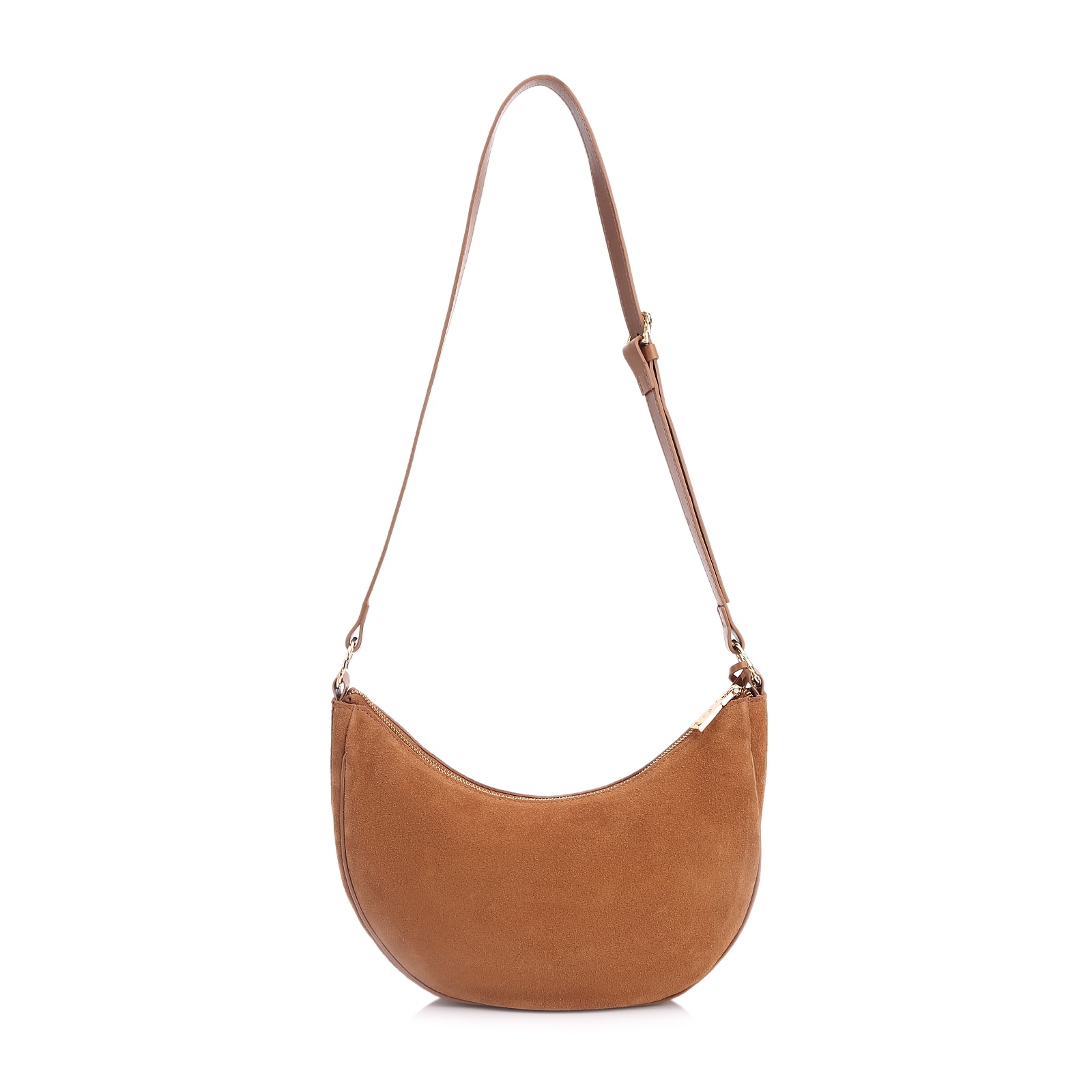 Bolsa Transversal Couro Camurça Marrom Claro