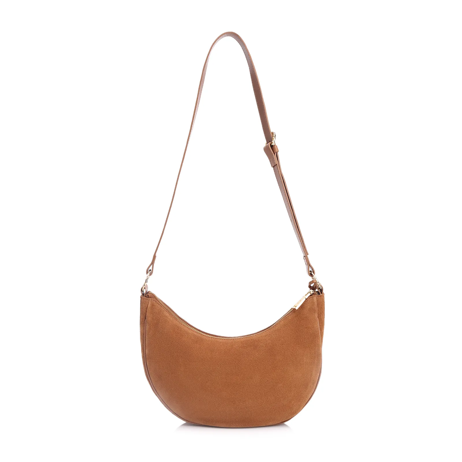 Bolsa Transversal Couro Camurça Marrom Claro