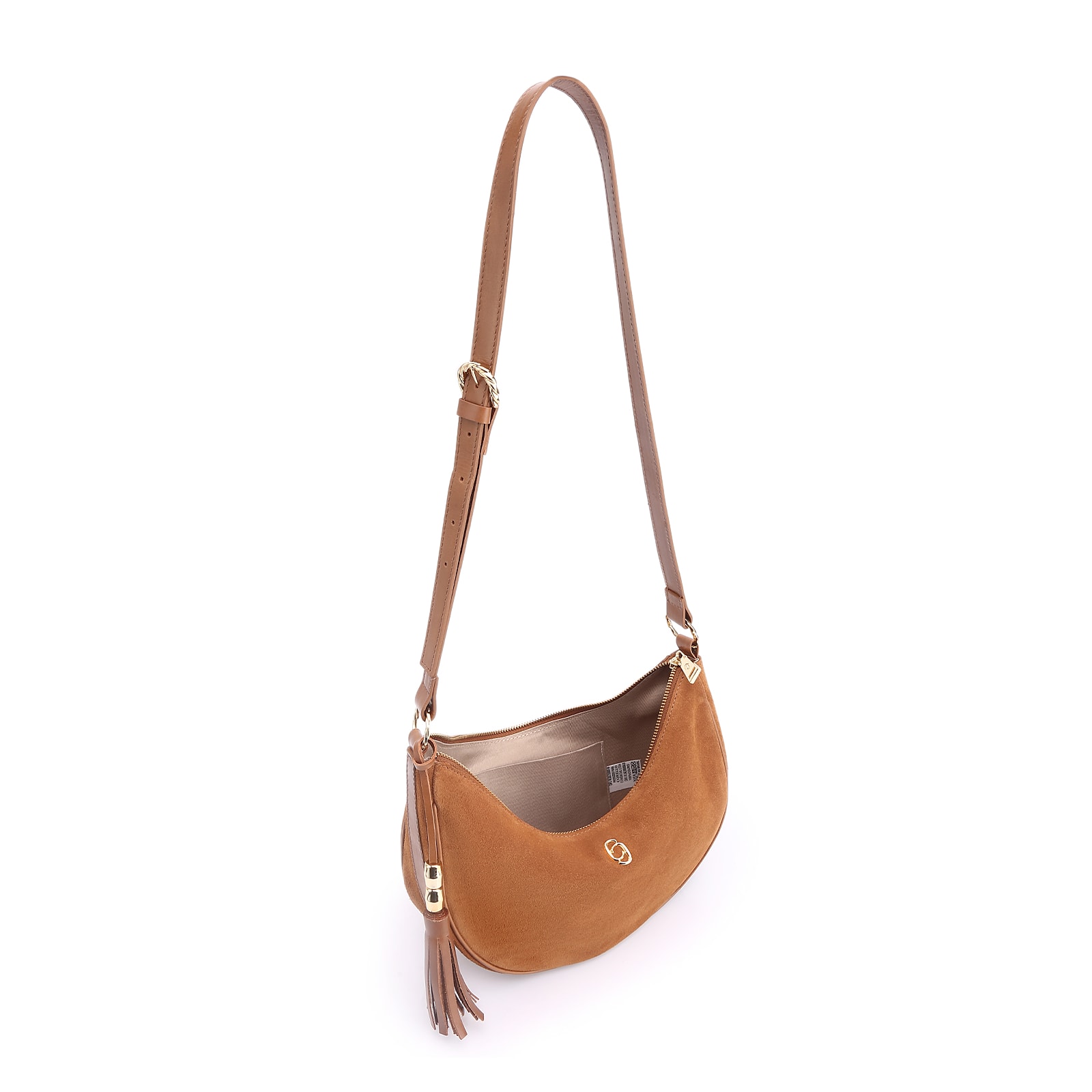Bolsa Transversal Couro Camurça Marrom Claro
