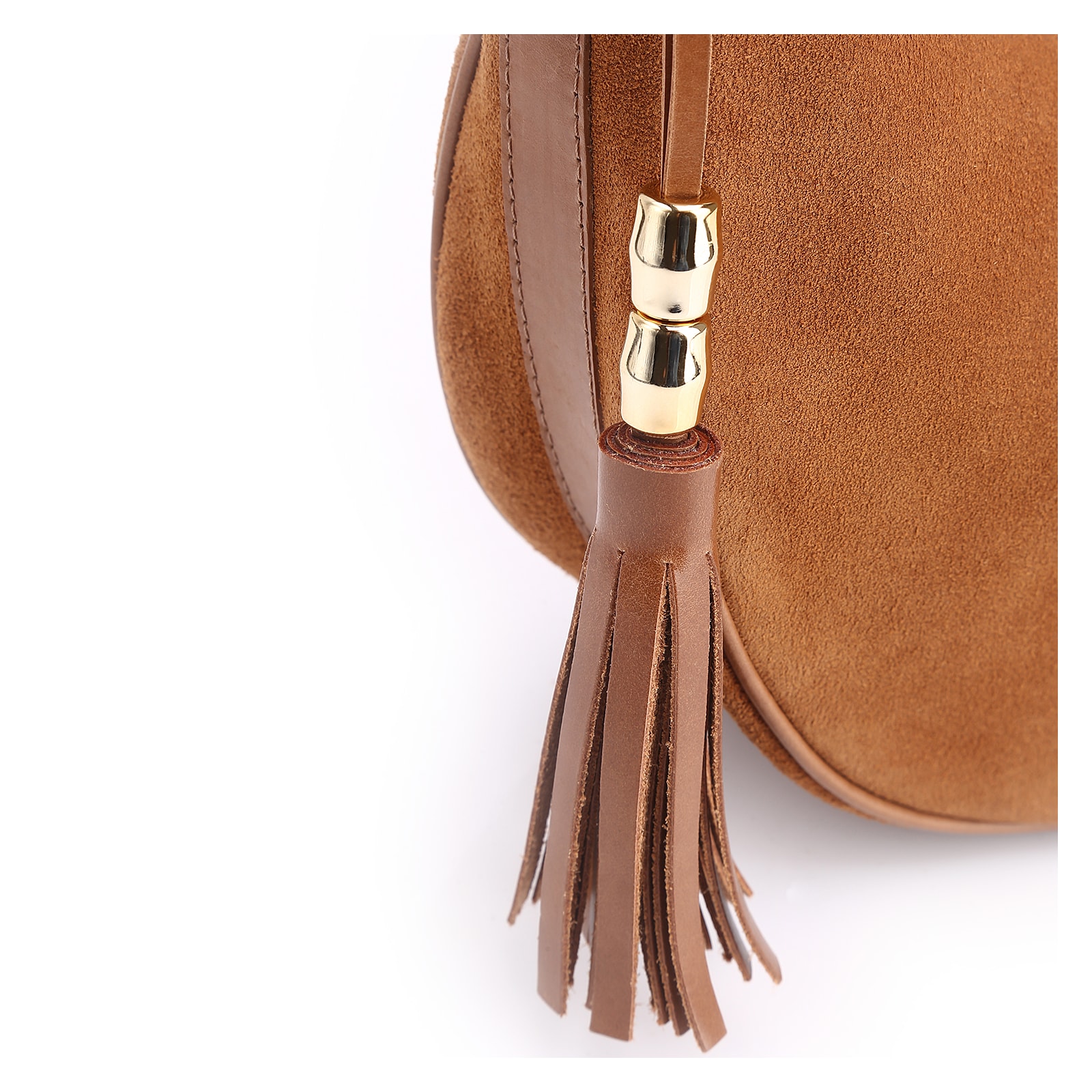 Bolsa Transversal Couro Camurça Marrom Claro