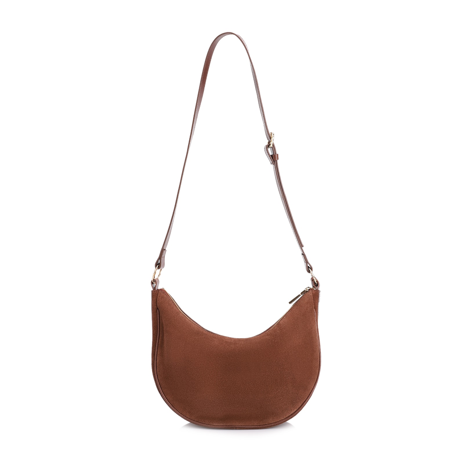 Bolsa Transversal Couro Camurça Marrom Escuro