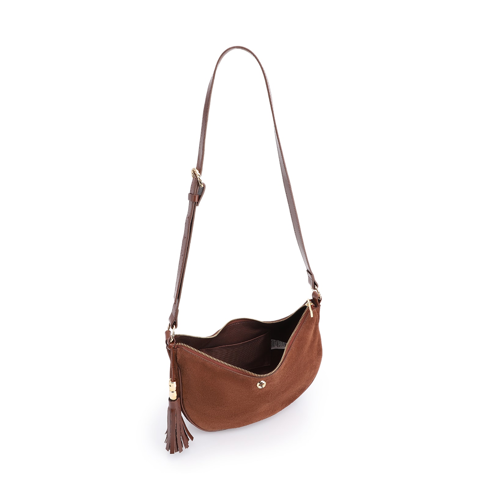 Bolsa Transversal Couro Camurça Marrom Escuro