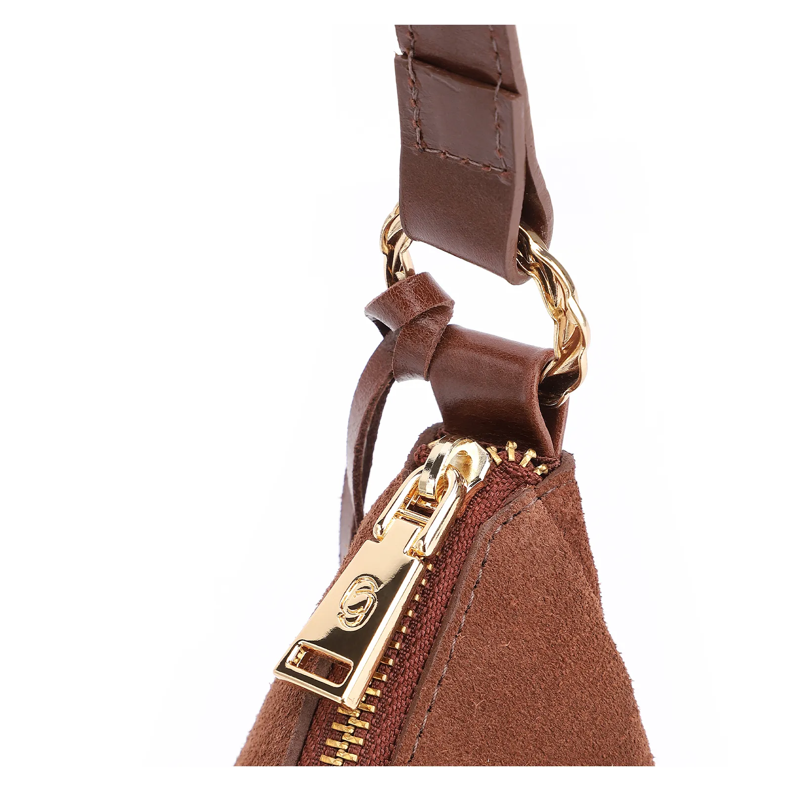 Bolsa Transversal Couro Camurça Marrom Escuro