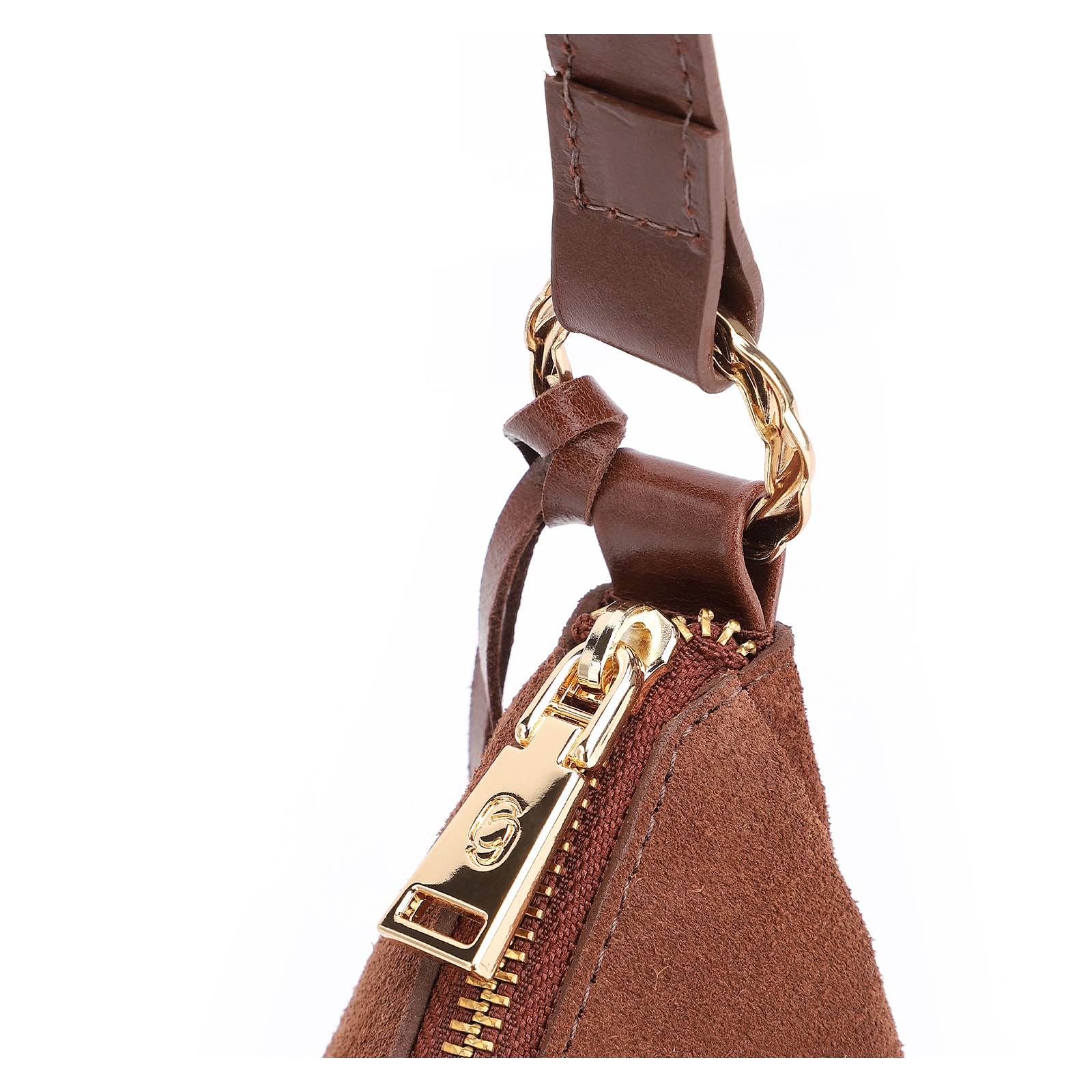 Bolsa Transversal Couro Camurça Marrom Escuro