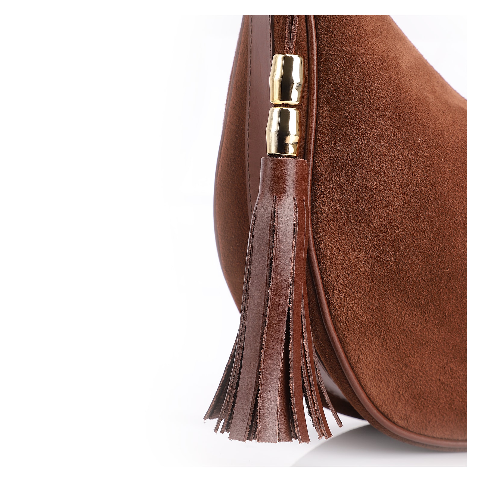 Bolsa Transversal Couro Camurça Marrom Escuro