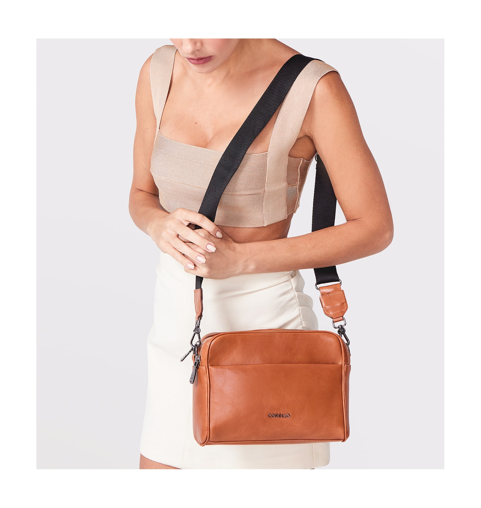 Bolsa Transversal Couro Caramelo