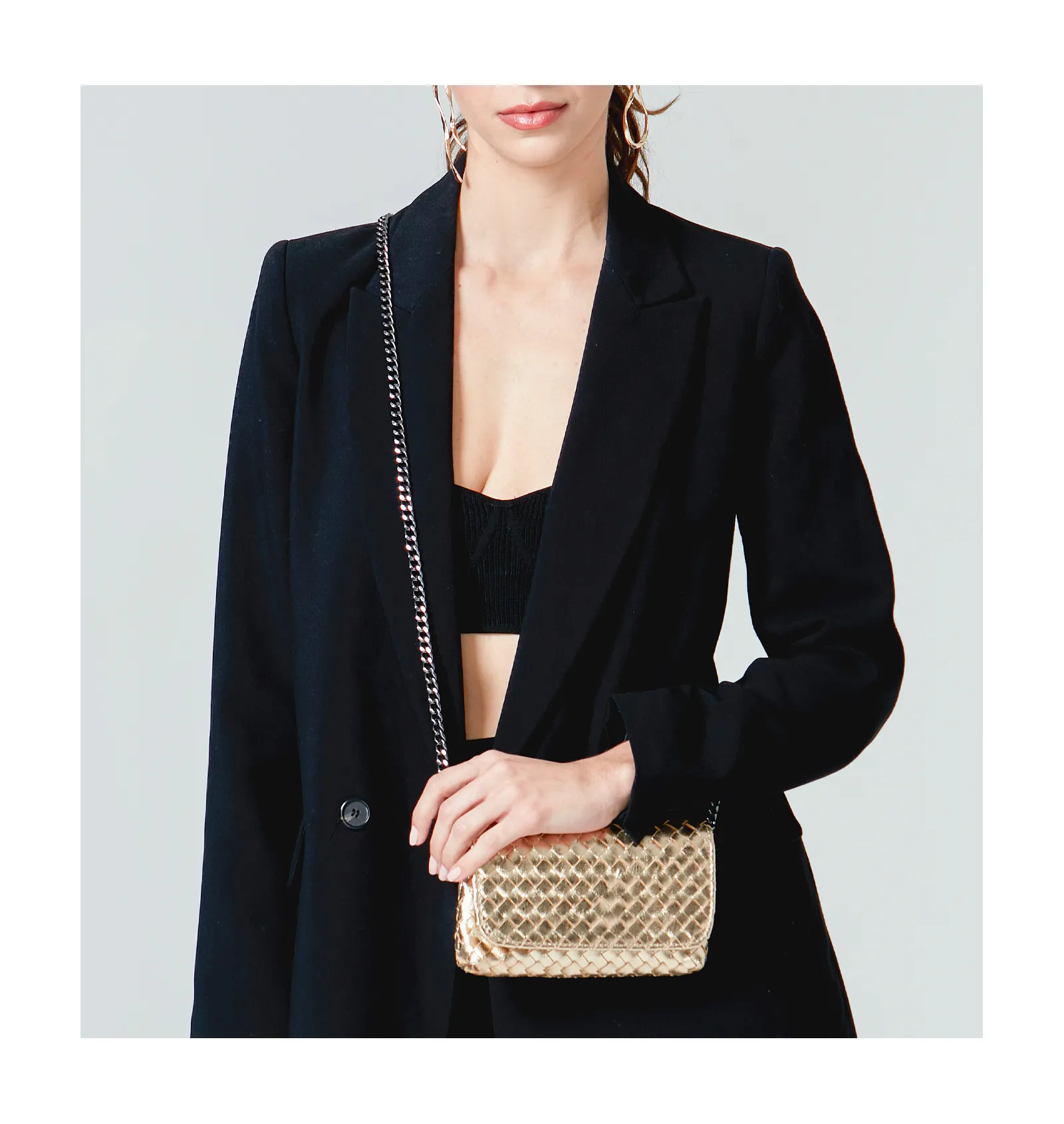 Bolsa Transversal Couro Champagne