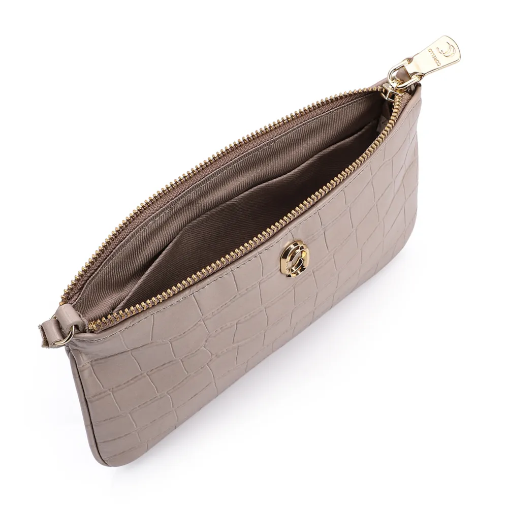Bolsa Transversal Couro Croco Bege - imagem 4