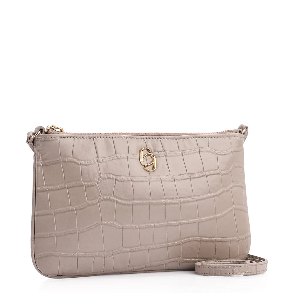 Bolsa Transversal Couro Croco Bege - imagem 2