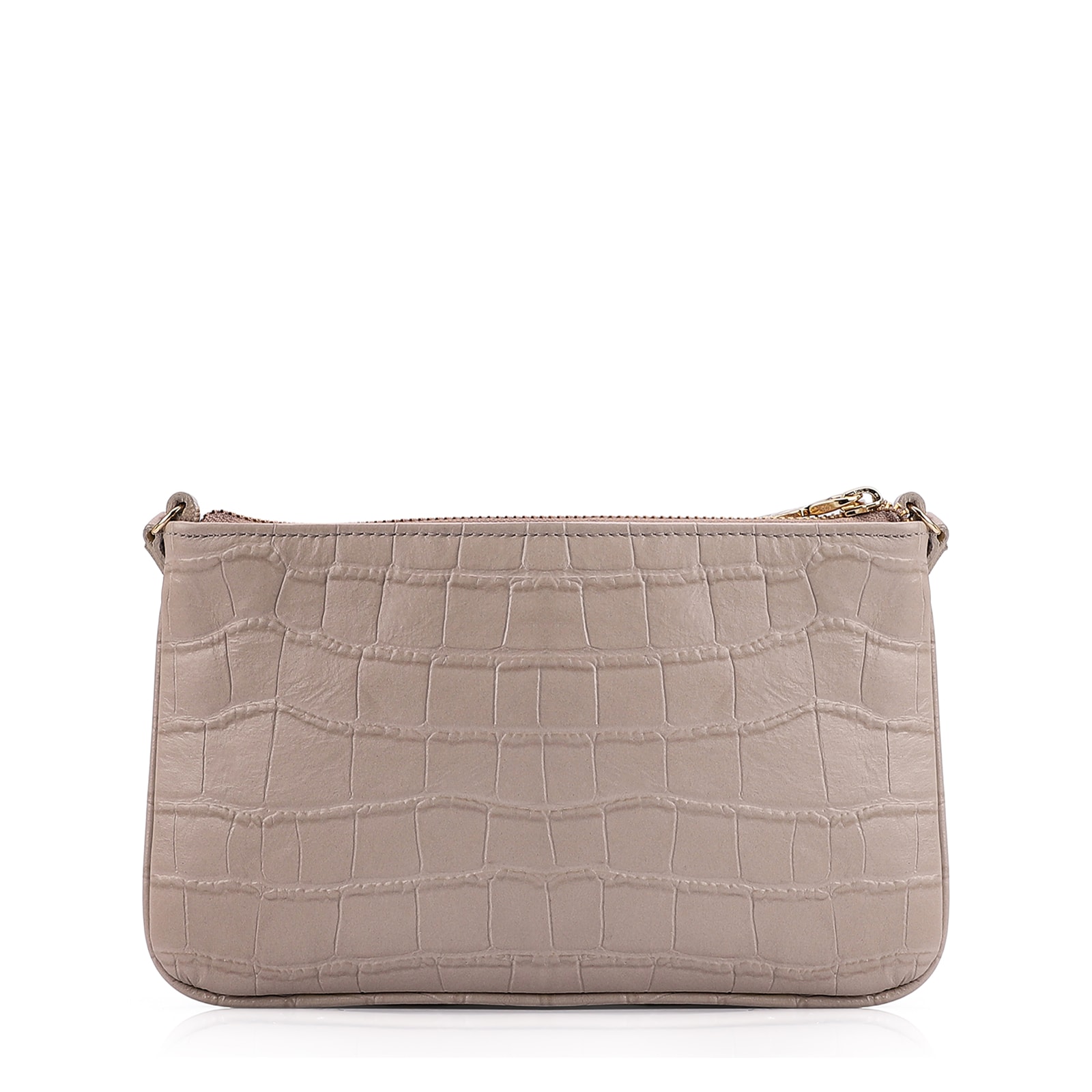 Bolsa Transversal Couro Croco Bege