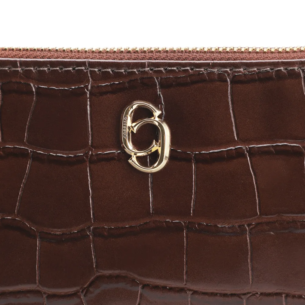 Bolsa Transversal Couro Croco Marrom - imagem 5