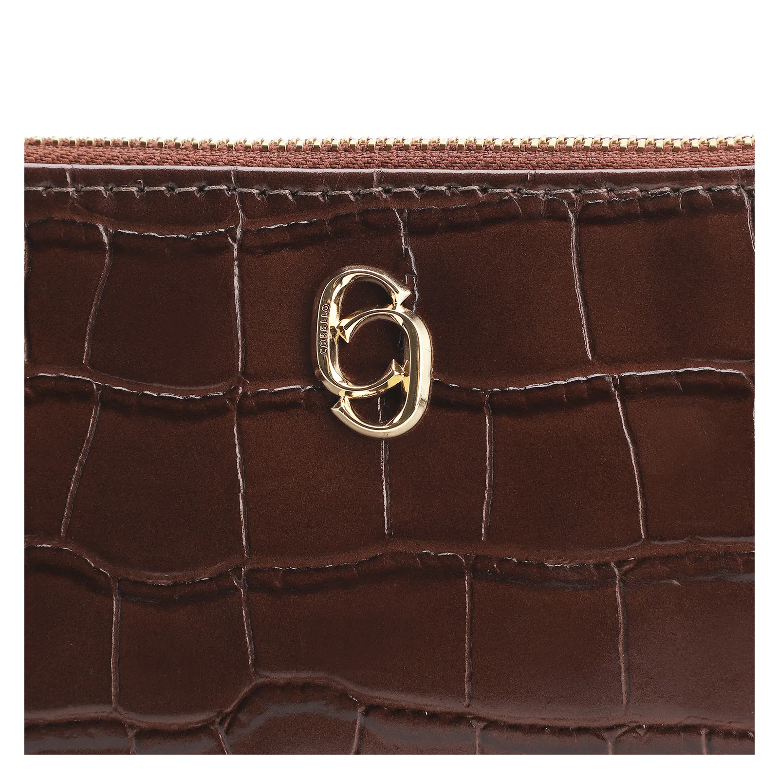 Bolsa Transversal Couro Croco Marrom