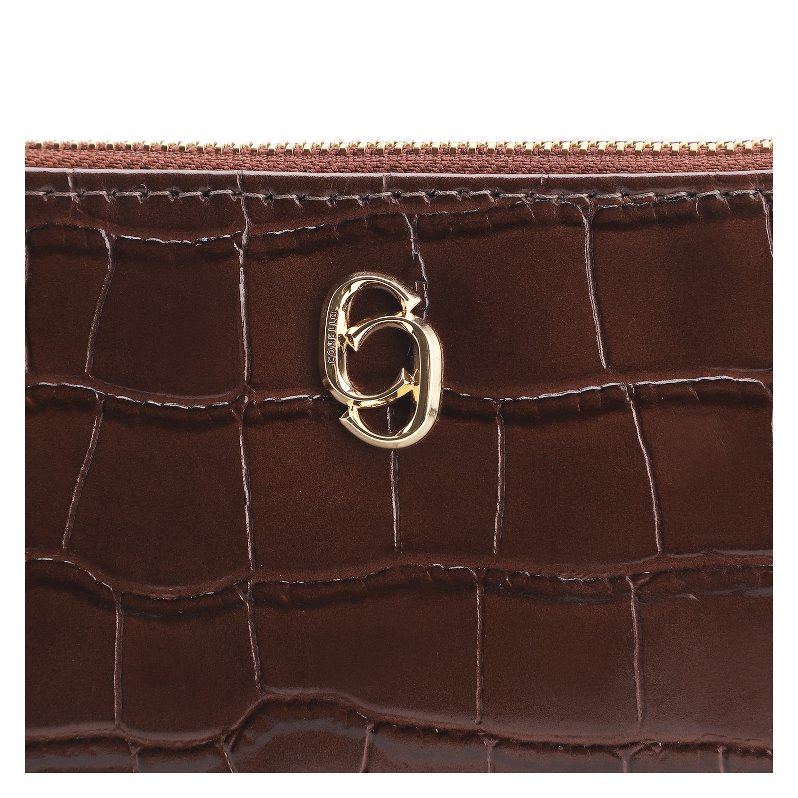 Bolsa Transversal Couro Croco Marrom