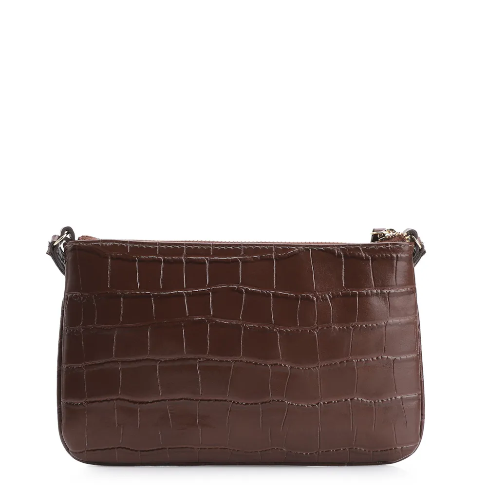 Bolsa Transversal Couro Croco Marrom - imagem 3
