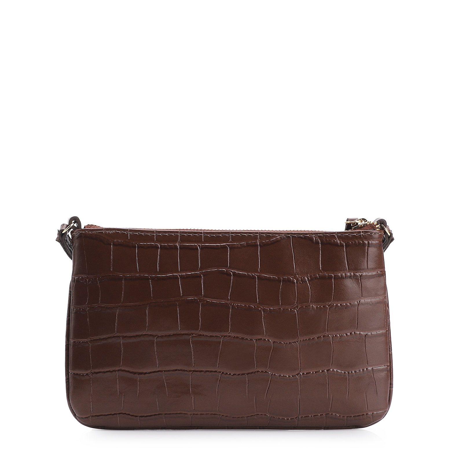 Bolsa Transversal Couro Croco Marrom