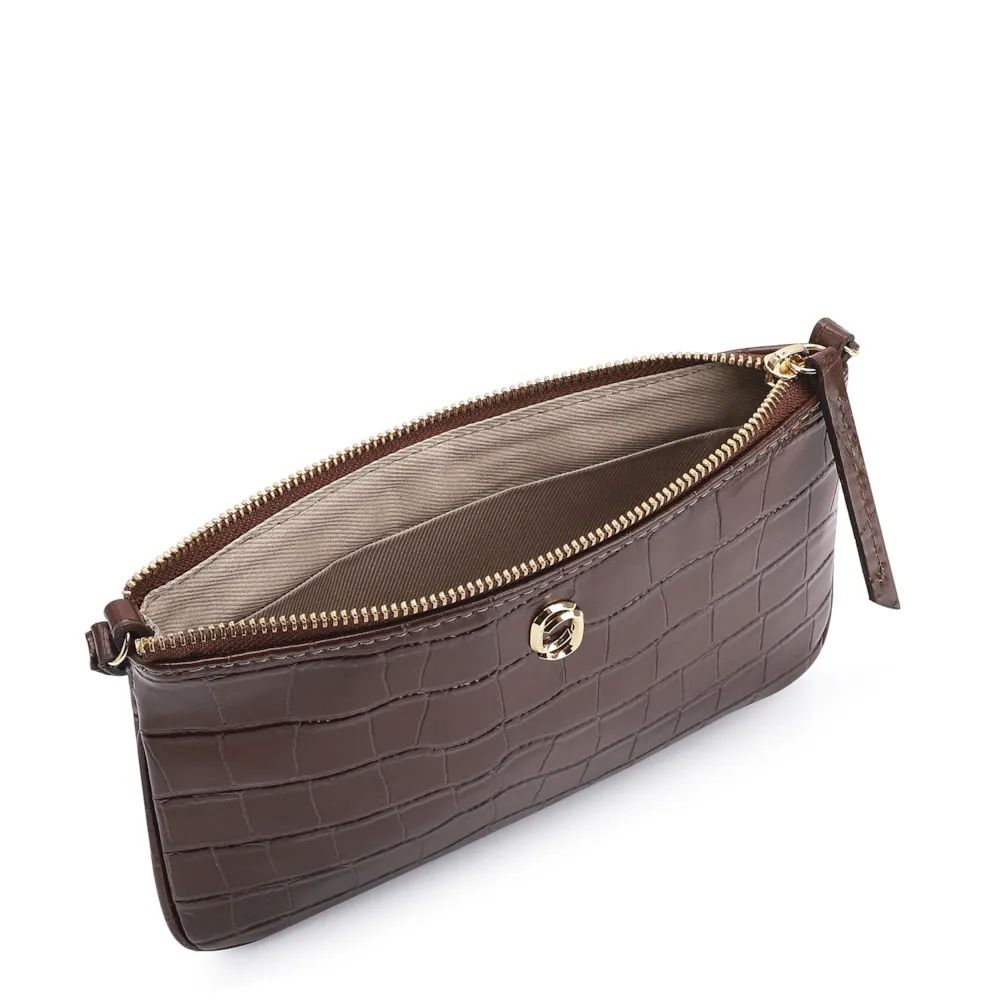 Bolsa Transversal Couro Croco Marrom - imagem 4