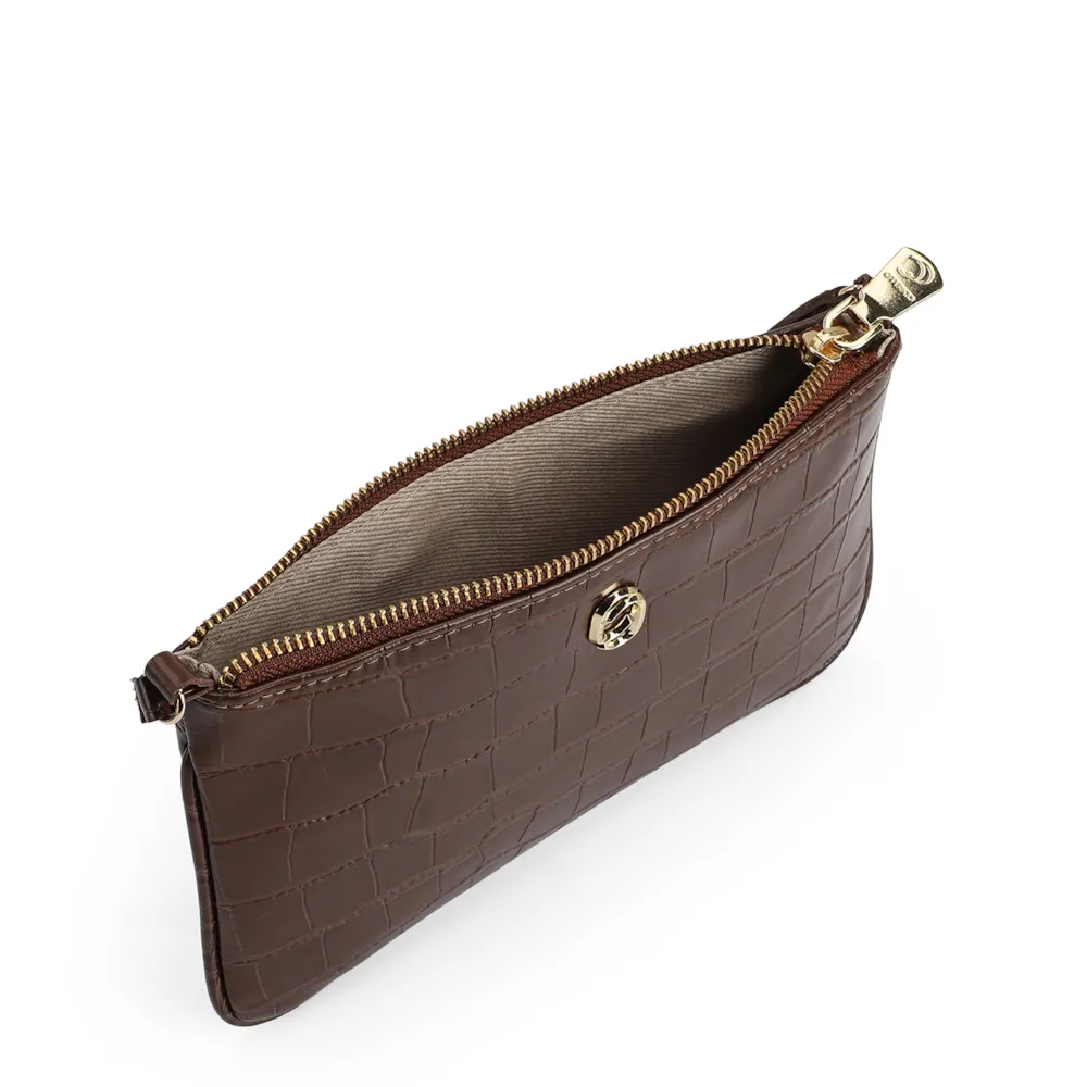 Bolsa Transversal Couro Croco Marrom - imagem 4