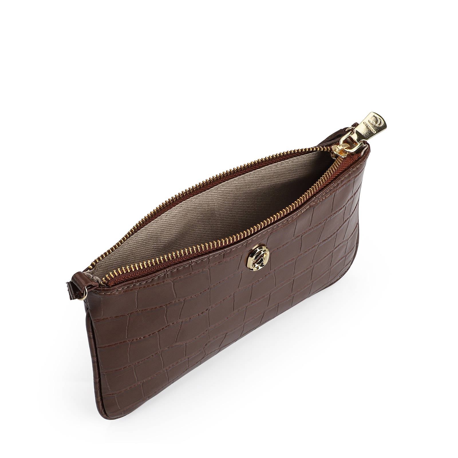 Bolsa Transversal Couro Croco Marrom