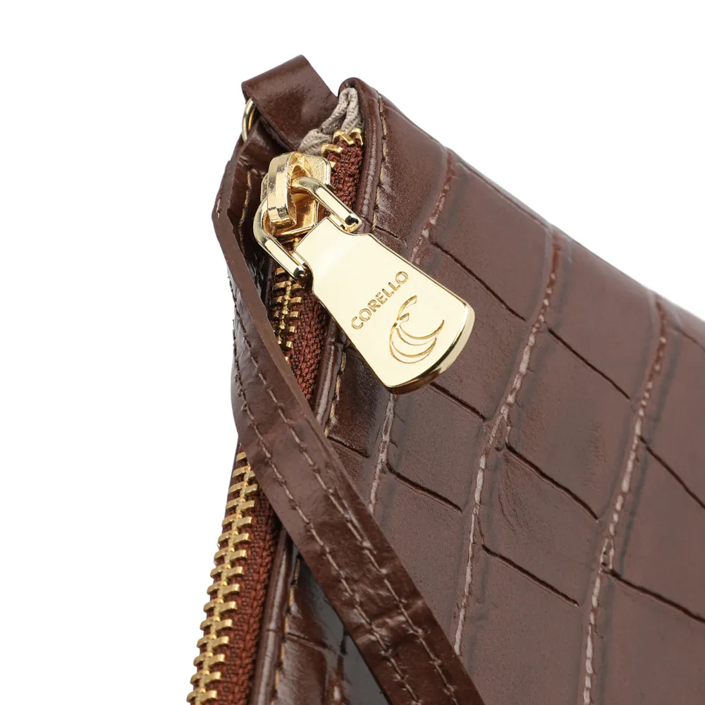 Bolsa Transversal Couro Croco Marrom - imagem 5