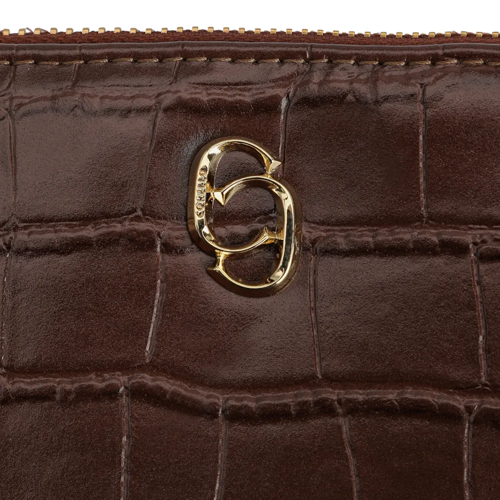 Bolsa Transversal Couro Croco Marrom - imagem 6
