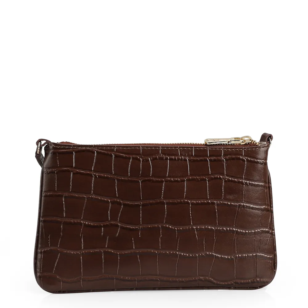 Bolsa Transversal Couro Croco Marrom - imagem 3