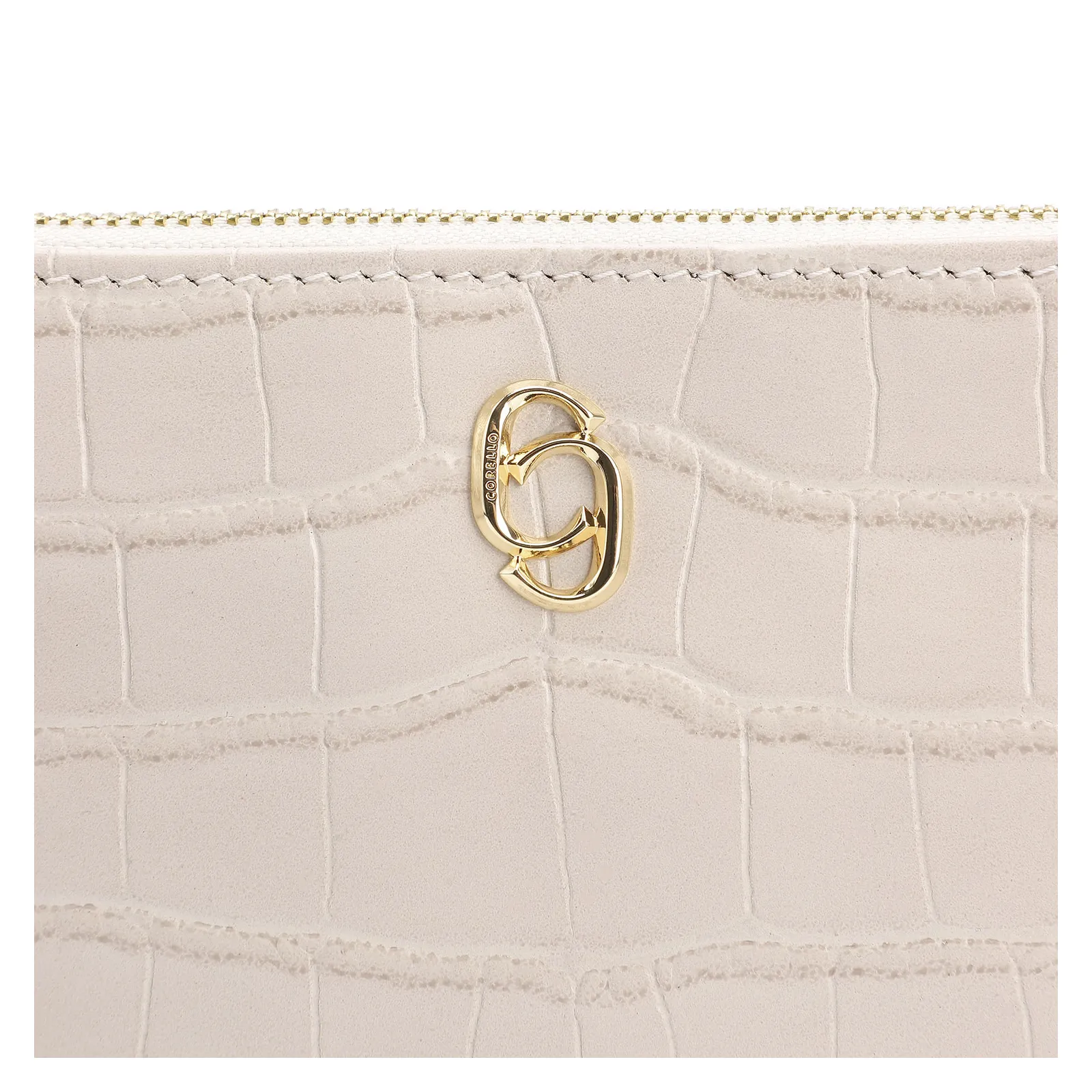 Bolsa Transversal Couro Croco Off White