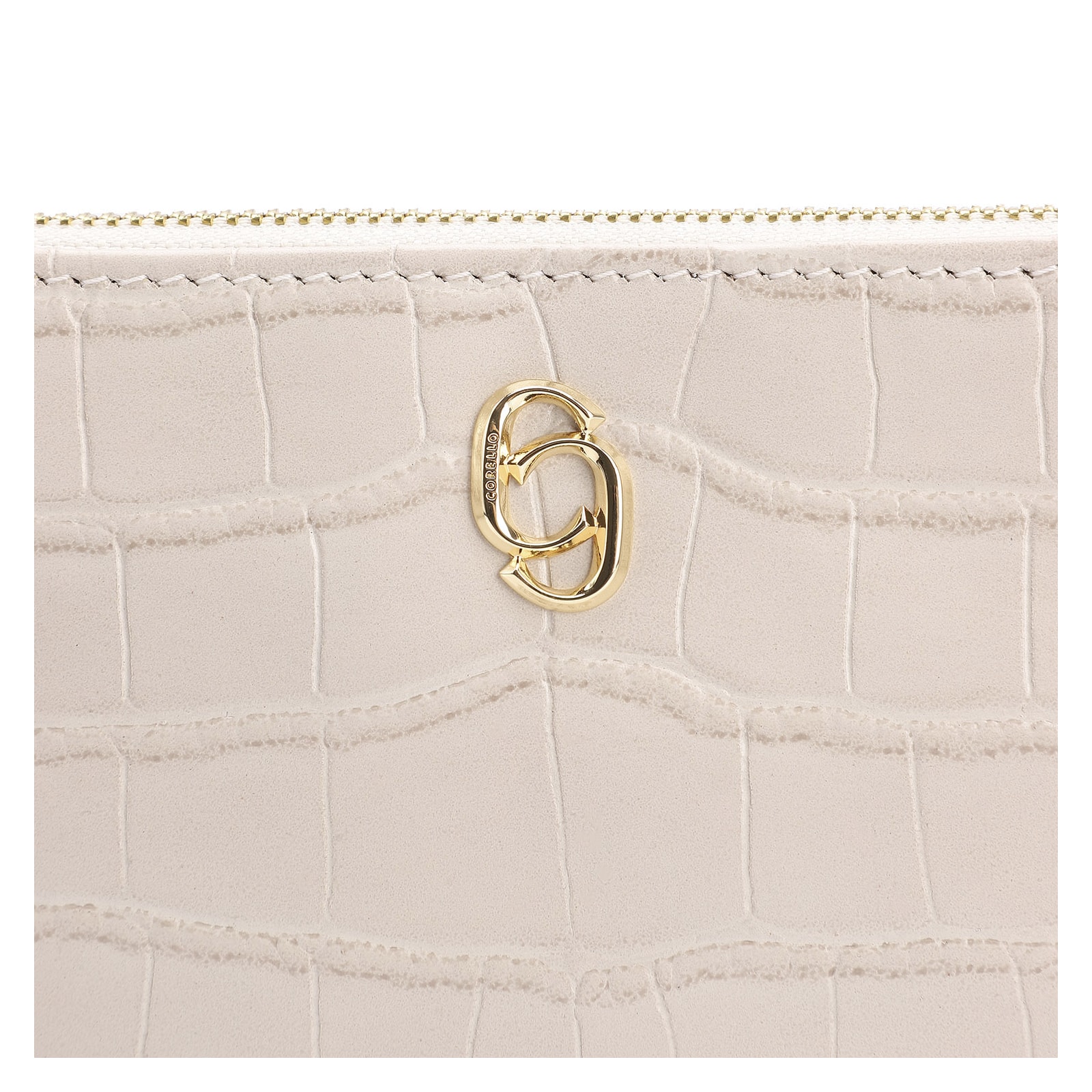 Bolsa Transversal Couro Croco Off White
