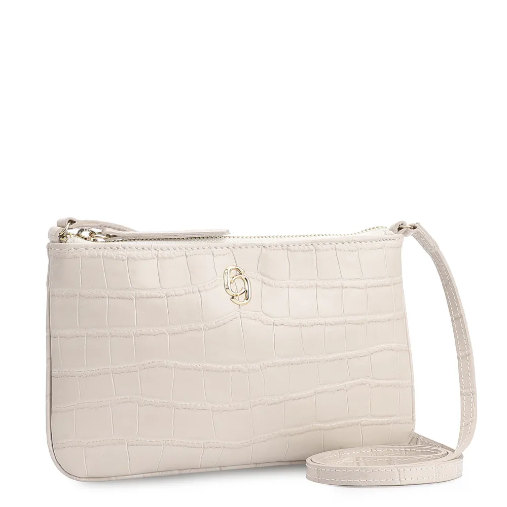 Bolsa Transversal Couro Croco Off White - imagem 2