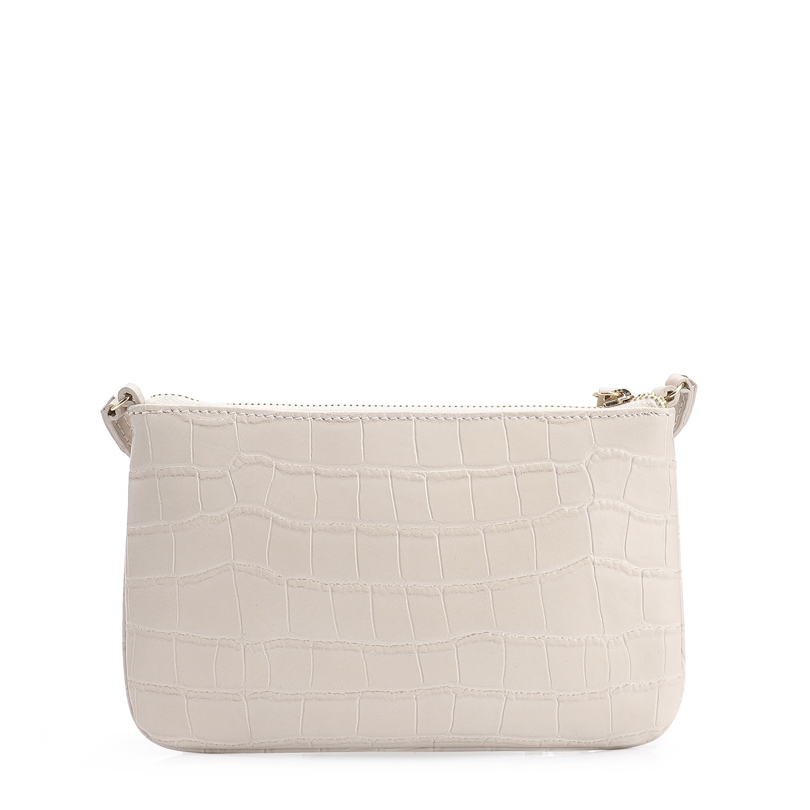 Bolsa Transversal Couro Croco Off White