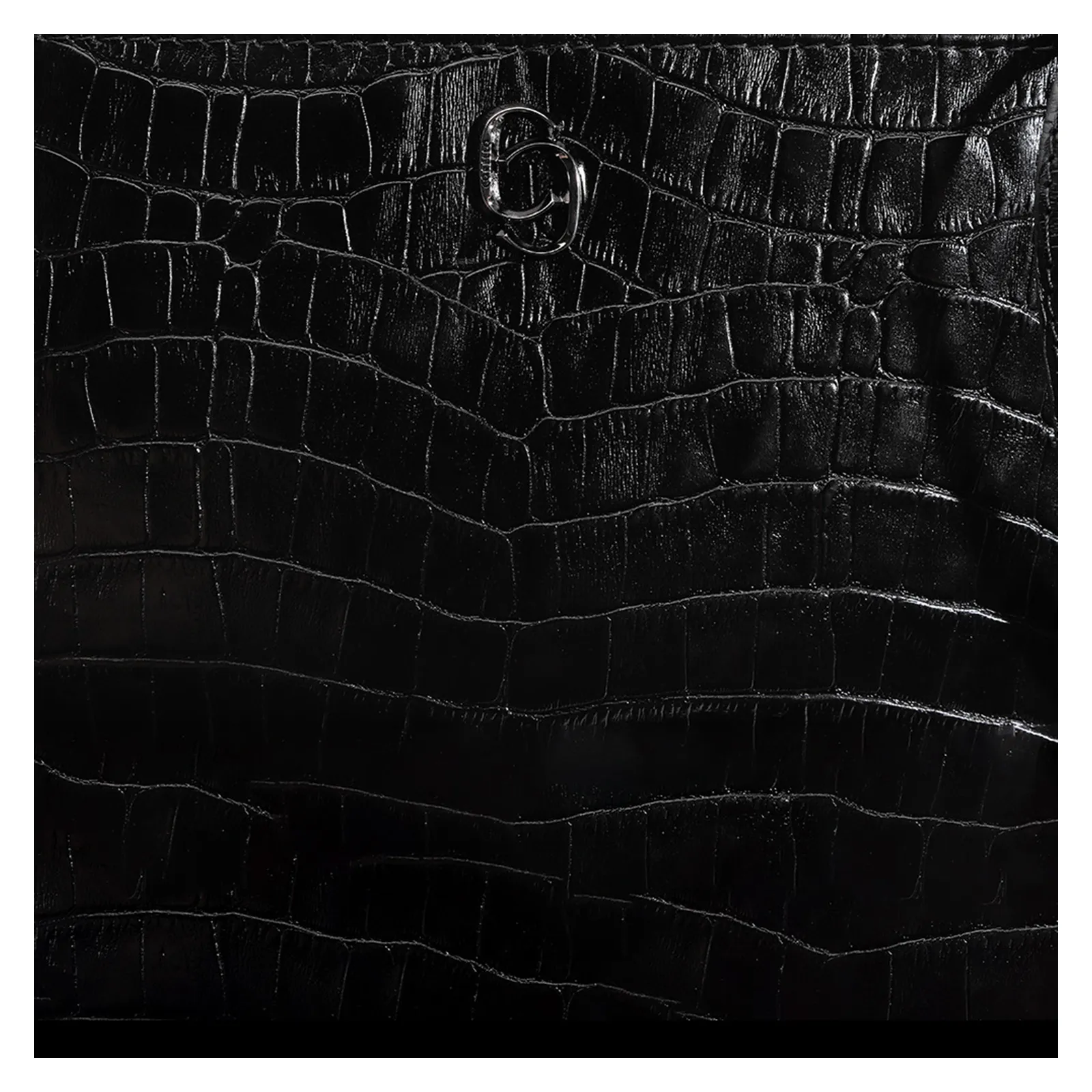 Bolsa Transversal Couro Croco Preto