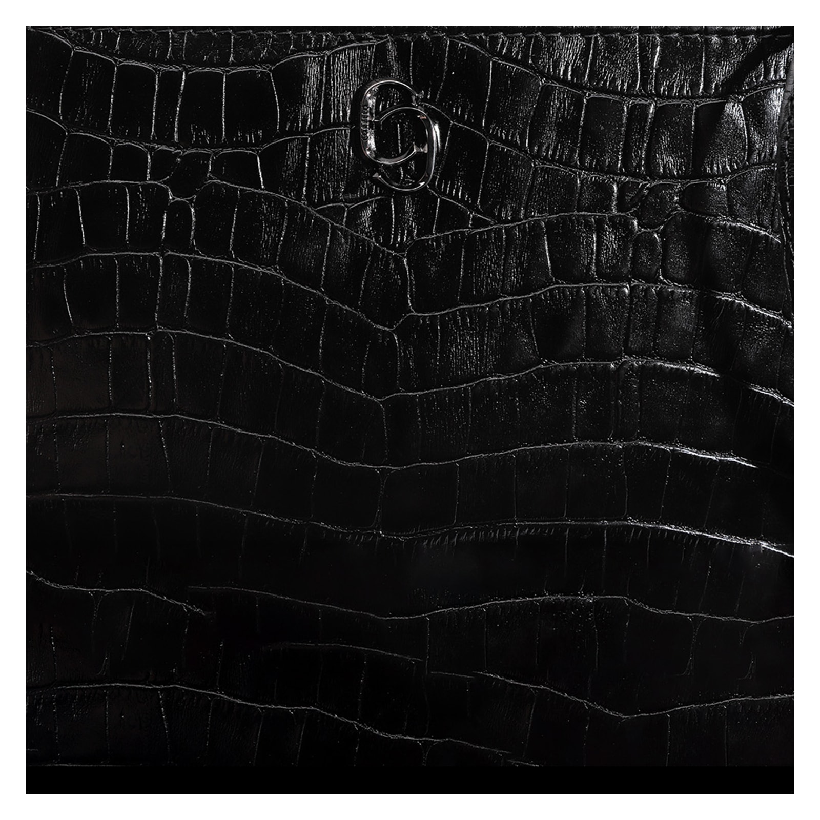 Bolsa Transversal Couro Croco Preto