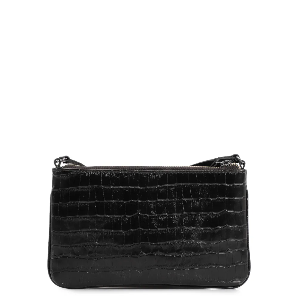 Bolsa Transversal Couro Croco Preto - imagem 3