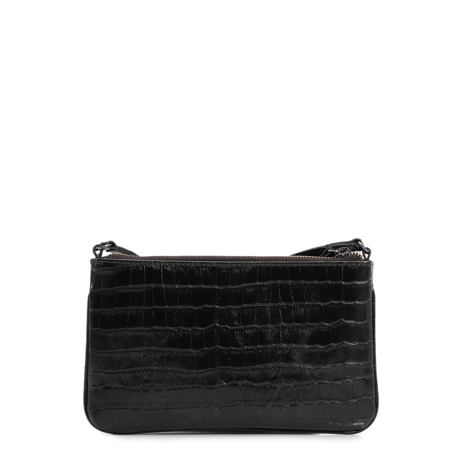 Bolsa Transversal Couro Croco Preto