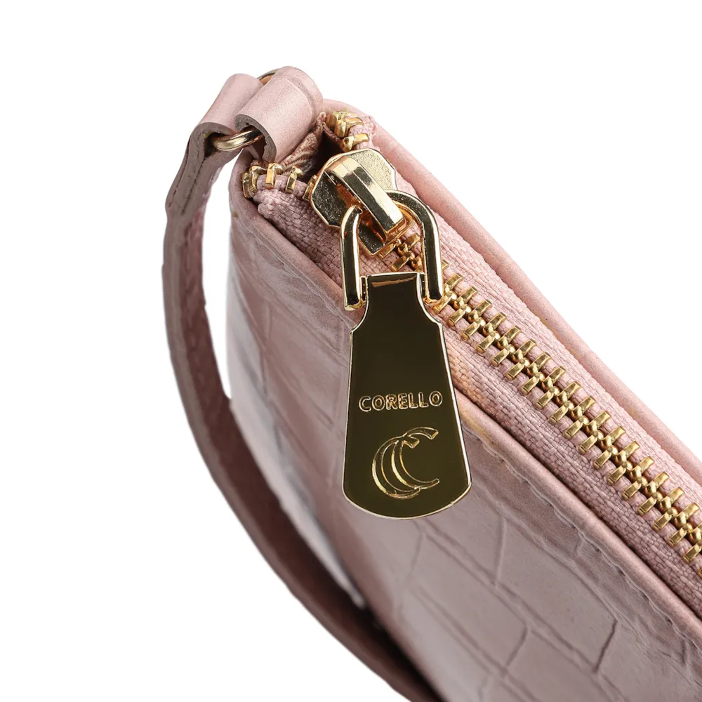 Bolsa Transversal Couro Croco Rosa - imagem 5