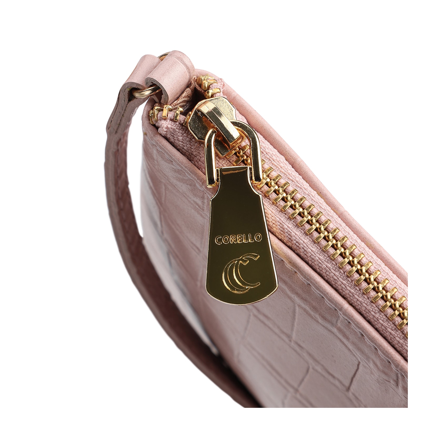 Bolsa Transversal Couro Croco Rosa