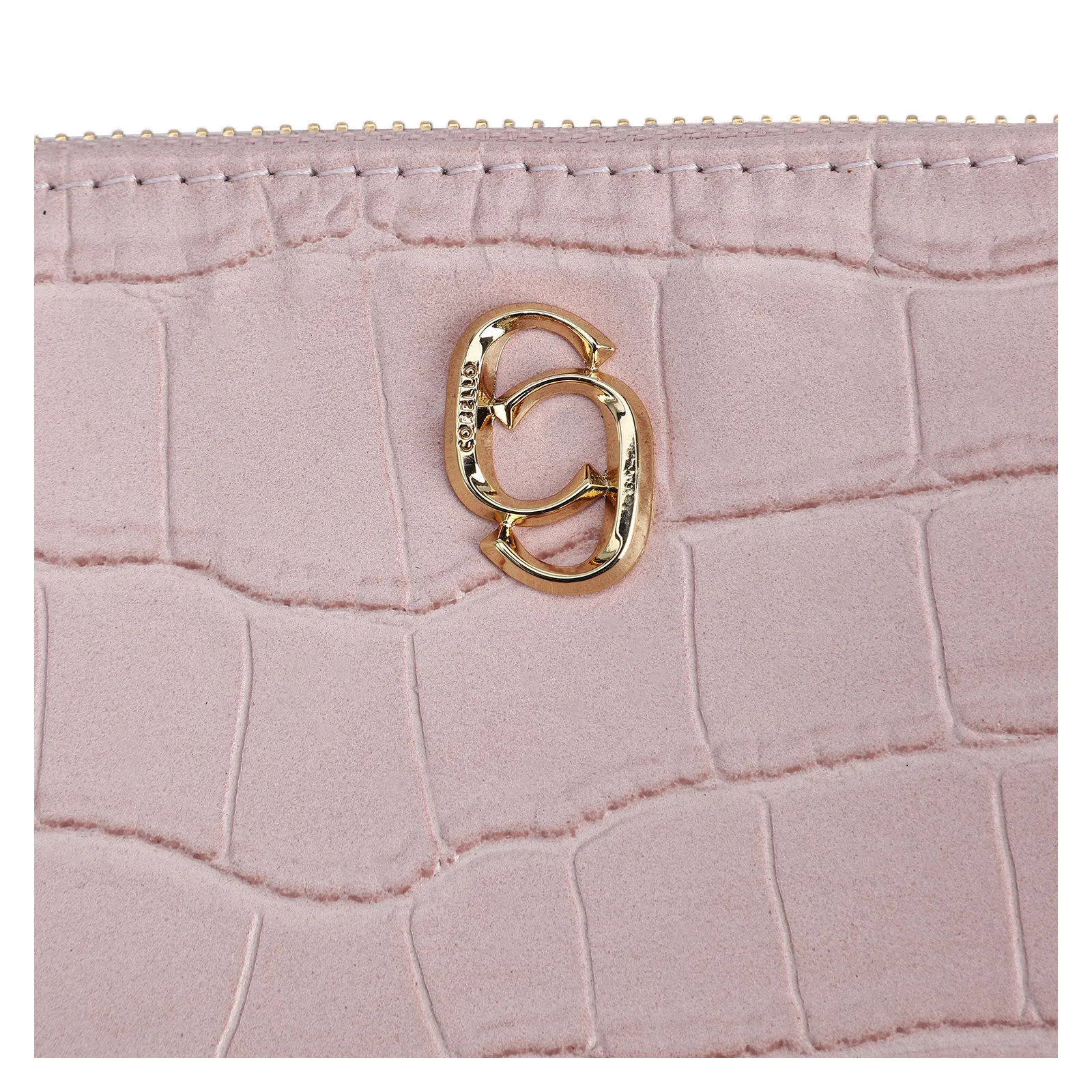 Bolsa Transversal Couro Croco Rosa