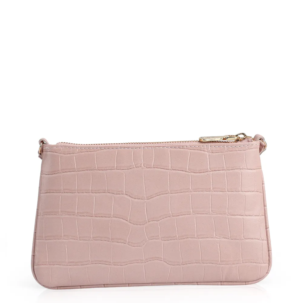 Bolsa Transversal Couro Croco Rosa - imagem 3