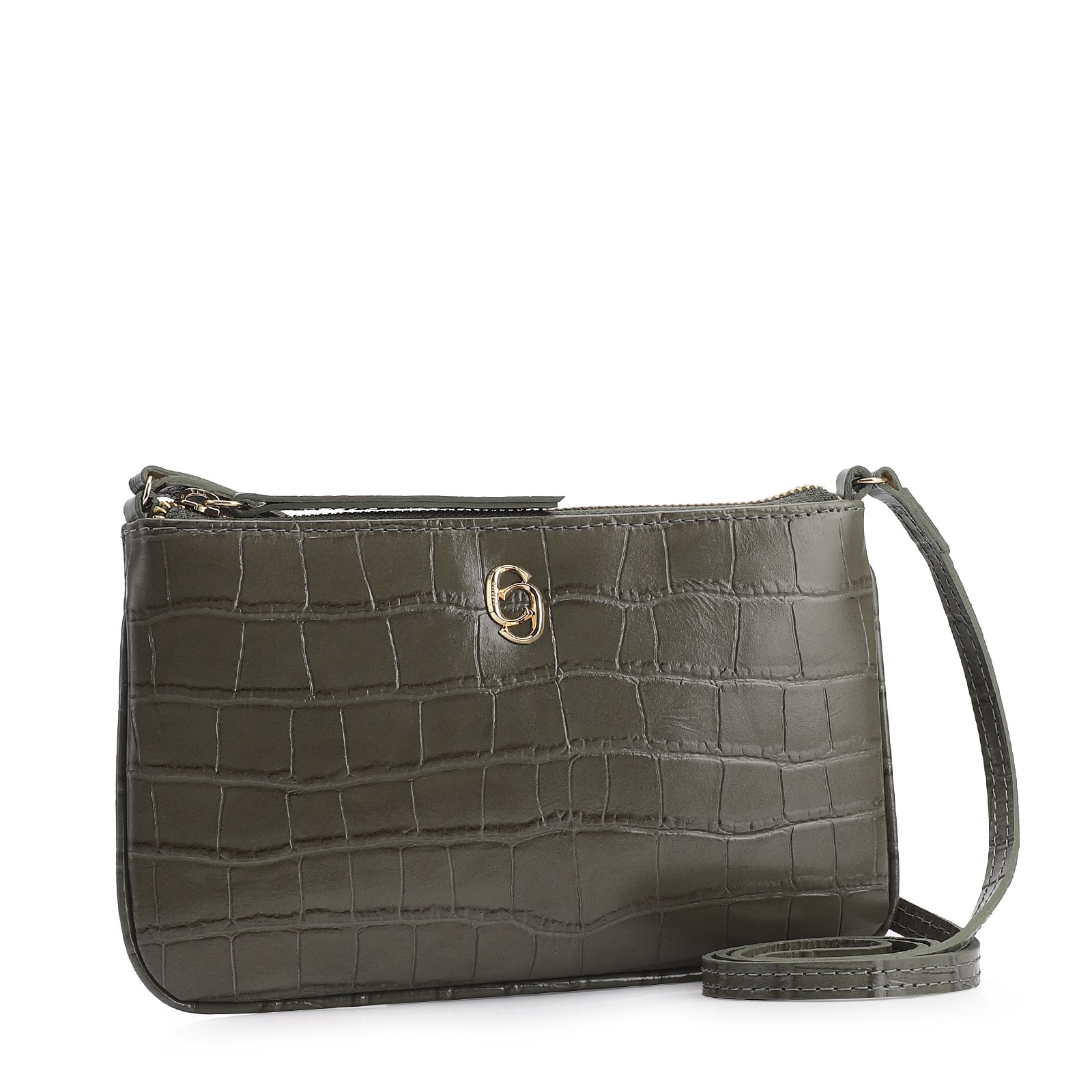 Bolsa Transversal Couro Croco Verde