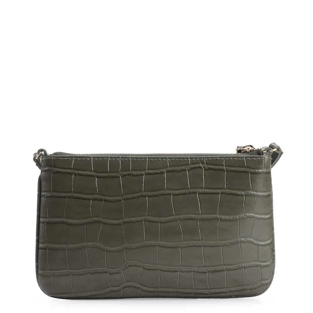 Bolsa Transversal Couro Croco Verde - imagem 3