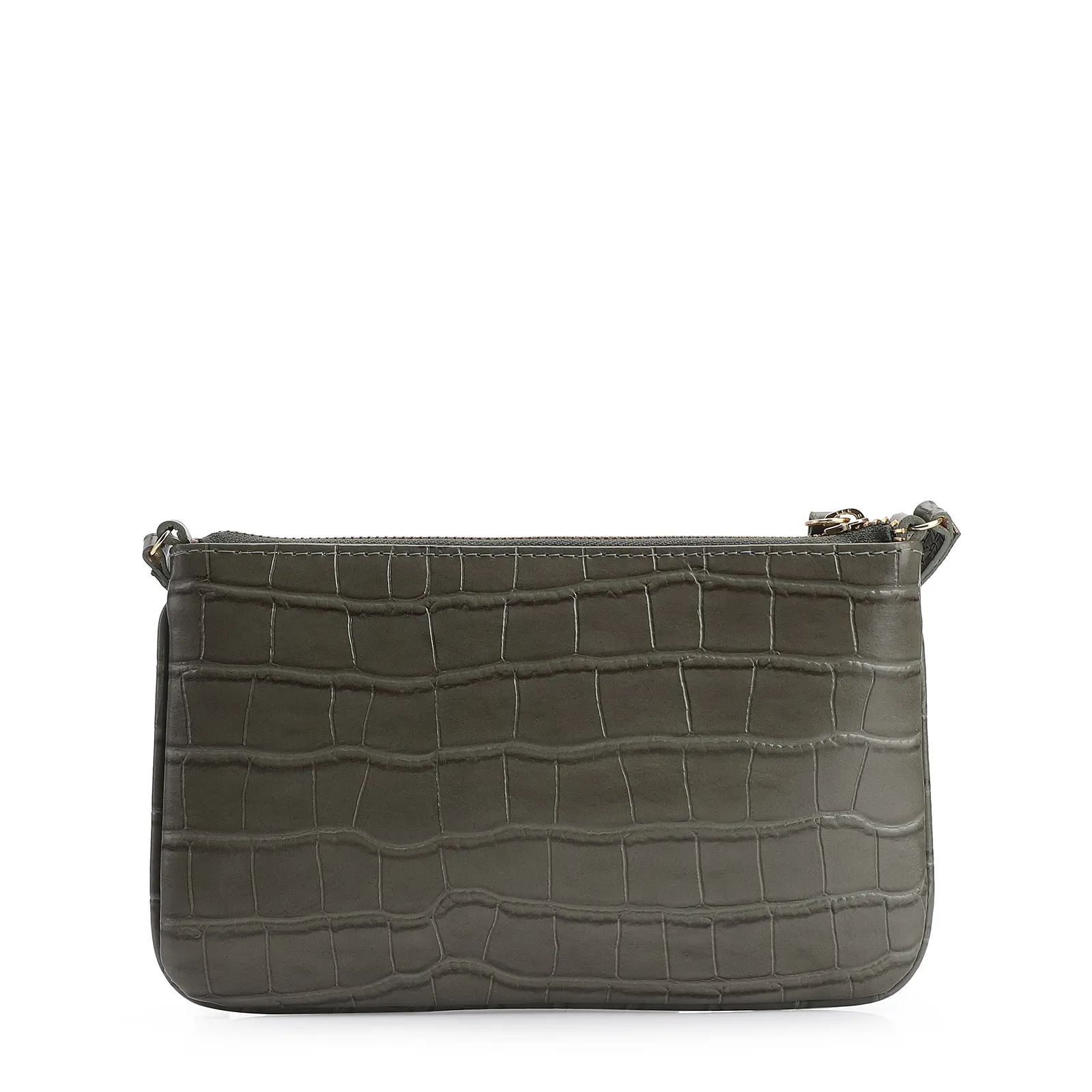 Bolsa Transversal Couro Croco Verde
