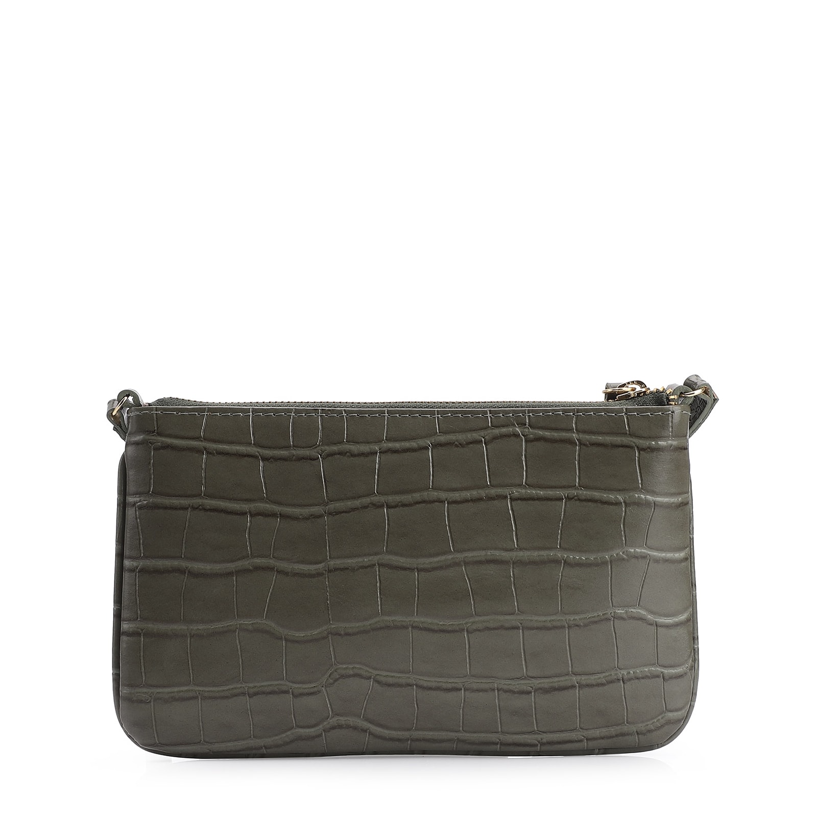 Bolsa Transversal Couro Croco Verde
