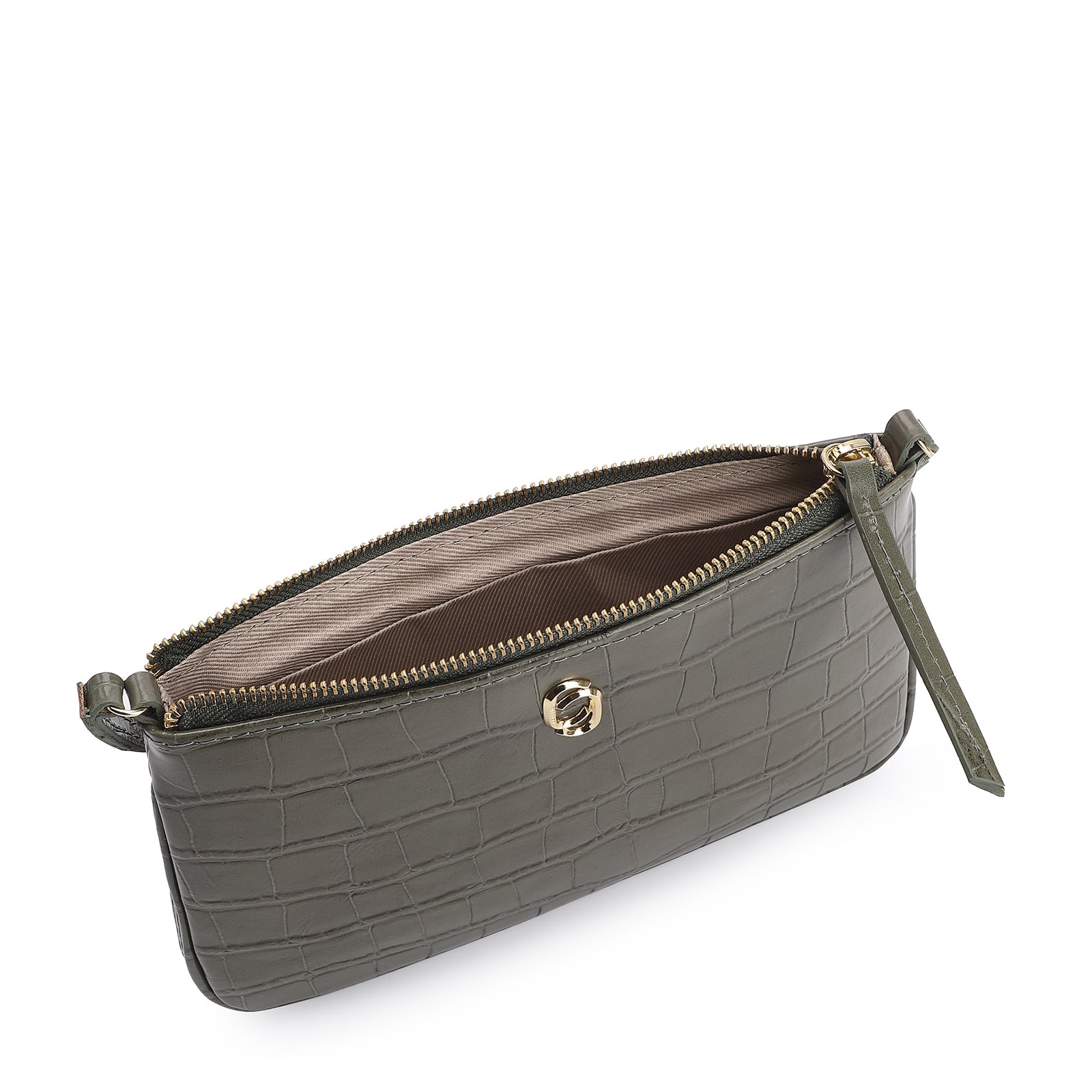 Bolsa Transversal Couro Croco Verde