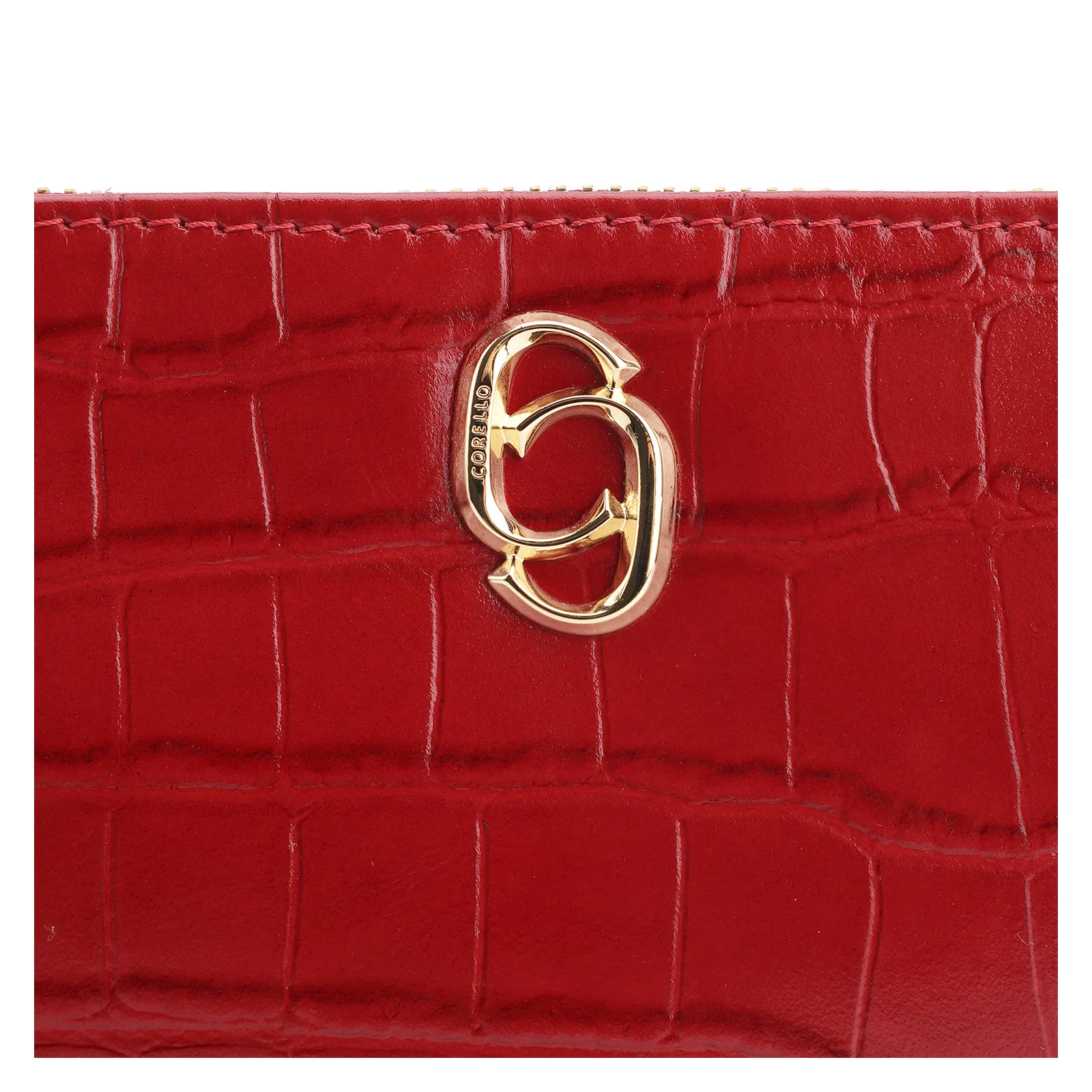 Bolsa Transversal Couro Croco Vermelho