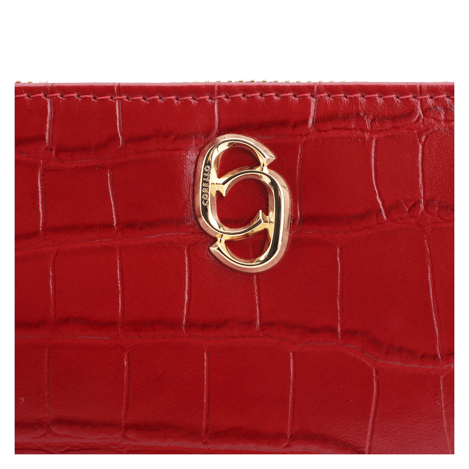 Bolsa Transversal Couro Croco Vermelho